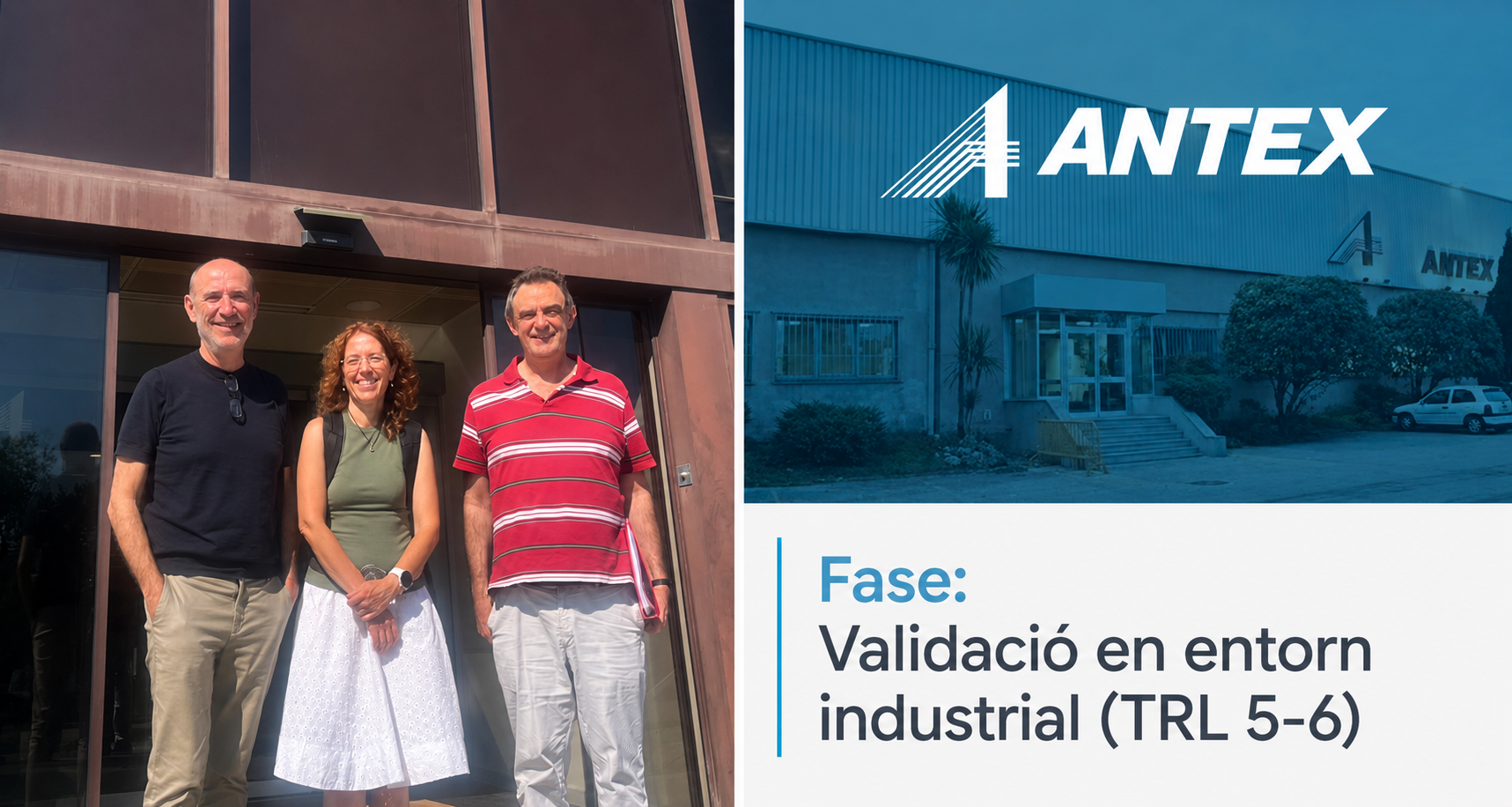 Equip fundador de Plastikóre visitant les instal·lacions d'Antex